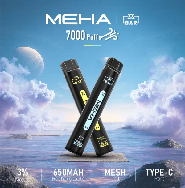 MEHA XBAR 魅嗨小黑條7000口拋棄式電子煙｜3%尼古丁鹽 650mAh電池 Mesh霧化技術 台灣現貨